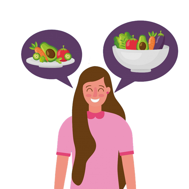 a woman with a bowl of vegetables